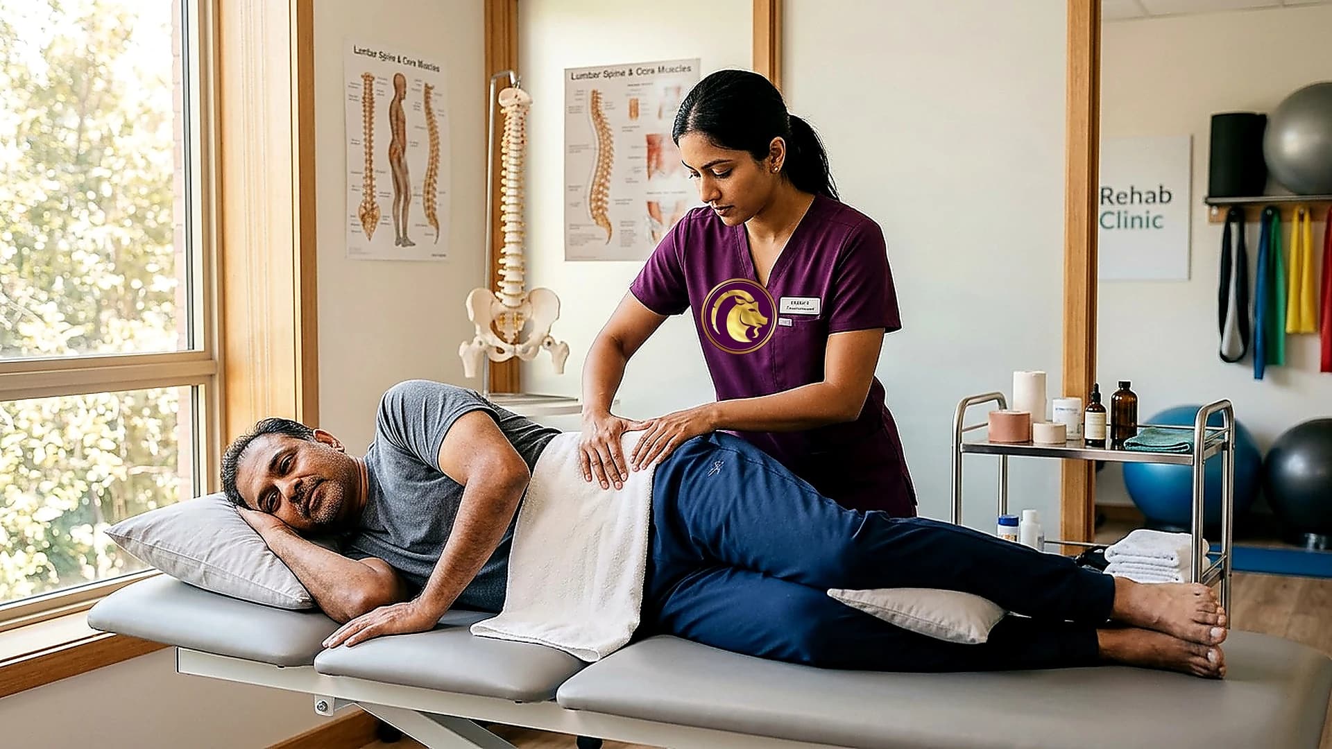 Pelvic resetting and gluteal activation exercises to correct anterior pelvic tilt hyperlordosis at Aries PhysioCare.