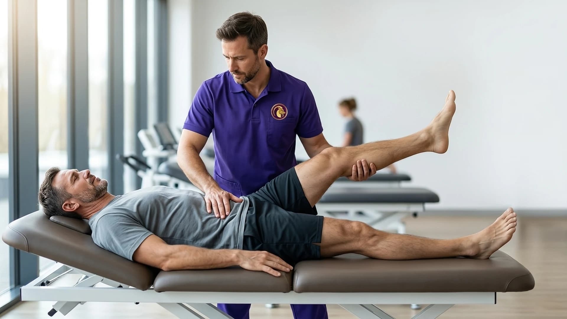 Sciatic nerve mobilization, straight leg gliding, and root decompression guided by an Aries PhysioCare physiotherapist.